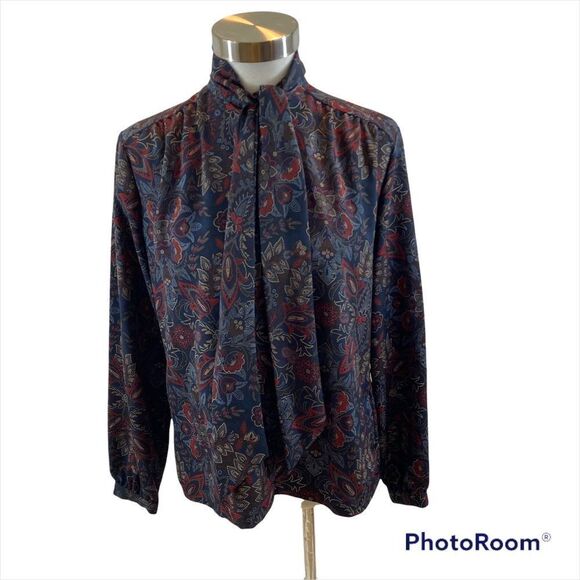 Vintage Country Sophisticates‎ by Pendleton Blouse with attached Scarf Size 12 - Picture 1 of 12